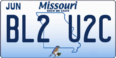MO license plate BL2U2C