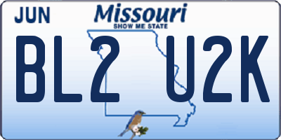 MO license plate BL2U2K