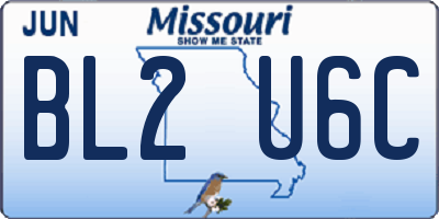 MO license plate BL2U6C