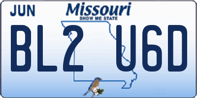 MO license plate BL2U6D