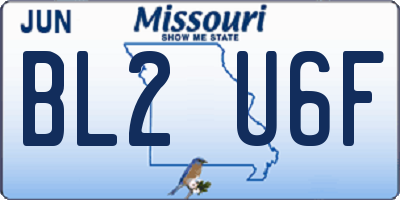 MO license plate BL2U6F