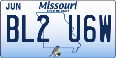 MO license plate BL2U6W