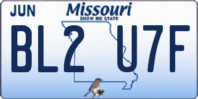 MO license plate BL2U7F