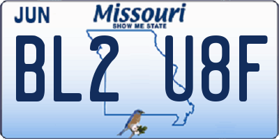MO license plate BL2U8F