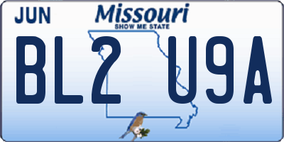 MO license plate BL2U9A