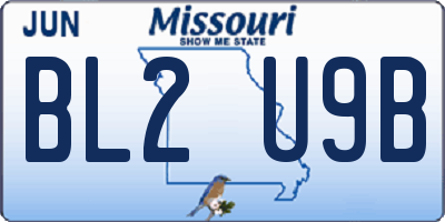 MO license plate BL2U9B