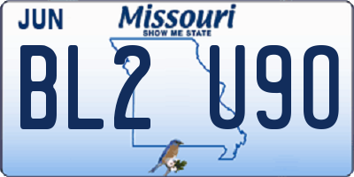 MO license plate BL2U9O