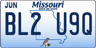 MO license plate BL2U9Q