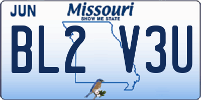 MO license plate BL2V3U