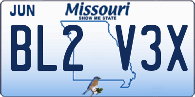 MO license plate BL2V3X
