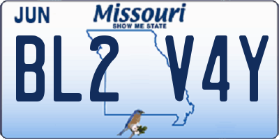 MO license plate BL2V4Y