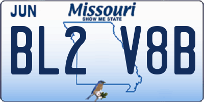 MO license plate BL2V8B