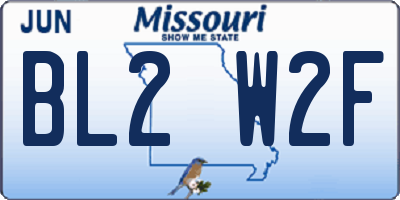 MO license plate BL2W2F