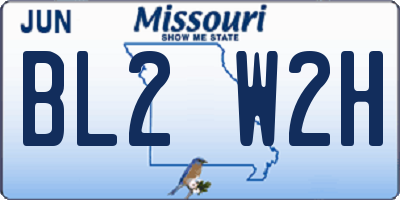 MO license plate BL2W2H
