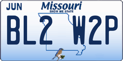 MO license plate BL2W2P