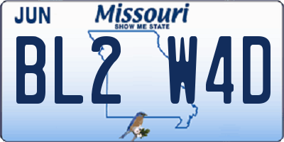 MO license plate BL2W4D