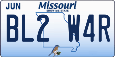 MO license plate BL2W4R
