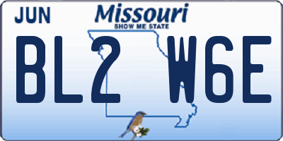 MO license plate BL2W6E