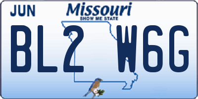 MO license plate BL2W6G