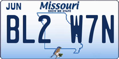 MO license plate BL2W7N