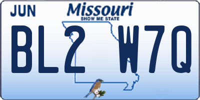MO license plate BL2W7Q