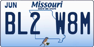 MO license plate BL2W8M
