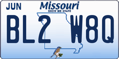 MO license plate BL2W8Q