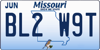 MO license plate BL2W9T