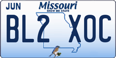 MO license plate BL2X0C