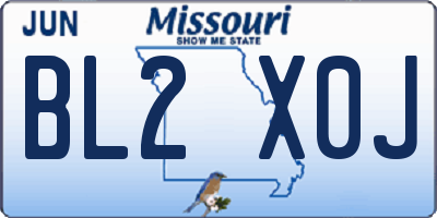 MO license plate BL2X0J