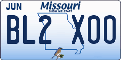 MO license plate BL2X0O
