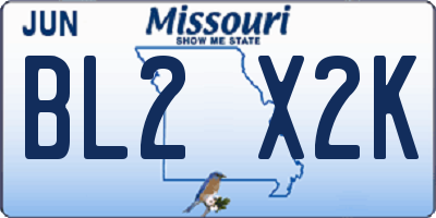 MO license plate BL2X2K