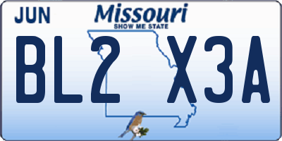 MO license plate BL2X3A