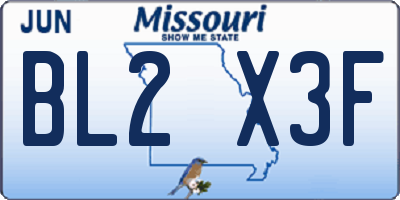 MO license plate BL2X3F