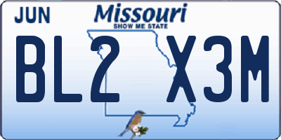 MO license plate BL2X3M