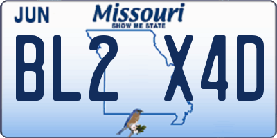 MO license plate BL2X4D