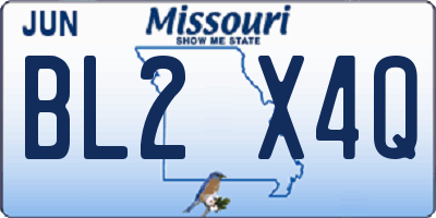 MO license plate BL2X4Q
