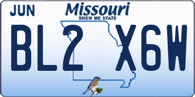 MO license plate BL2X6W