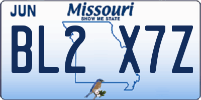 MO license plate BL2X7Z