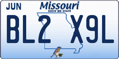 MO license plate BL2X9L