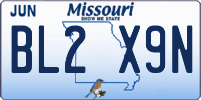 MO license plate BL2X9N