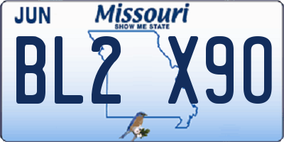 MO license plate BL2X9O
