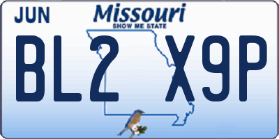 MO license plate BL2X9P