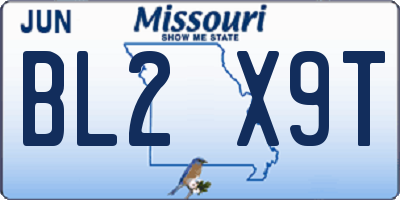 MO license plate BL2X9T