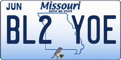 MO license plate BL2Y0E
