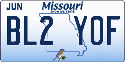 MO license plate BL2Y0F