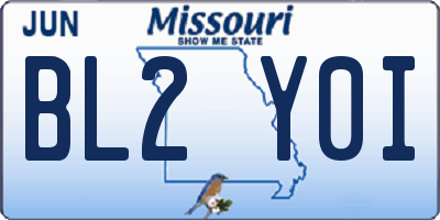 MO license plate BL2Y0I