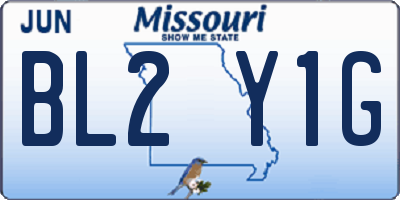 MO license plate BL2Y1G