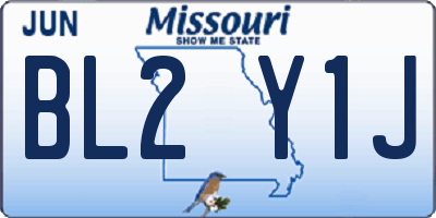 MO license plate BL2Y1J