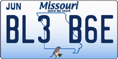 MO license plate BL3B6E